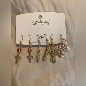 Princess Accessories Gold and Red Earring Set - 3 pair